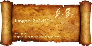 Junger Zalán névjegykártya